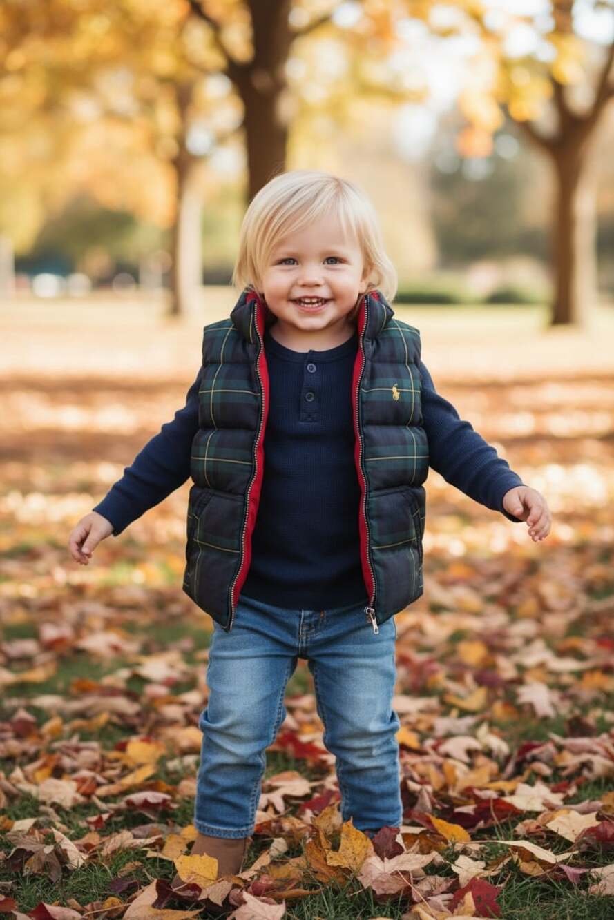 Polo Ralph Lauren Toddler Boys Reversible Black Watch Plaid Puffer Vest  Size 3T